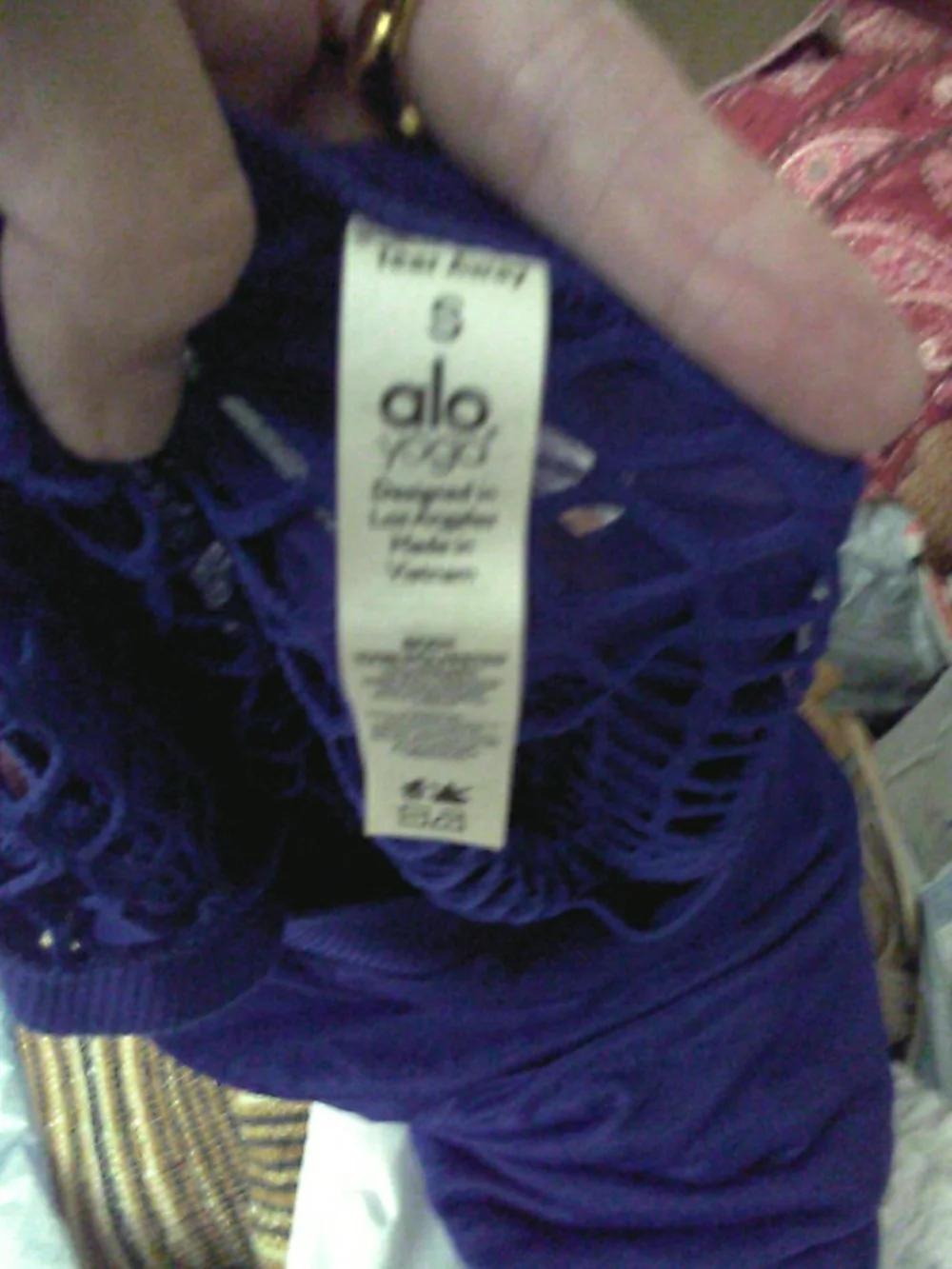 ALO Yoga Purple Crochet-Hem Crop Top (SUPER COOL LOOK) SHEERNESS